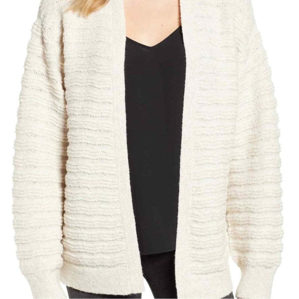 Chelsea28 Nordstrom oversized cardigan cozy sweater cream white ribbed small